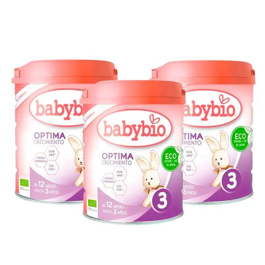 Babybio Optima 3 Leche de Vaca 12-36 Meses, Pack 3 x 800g