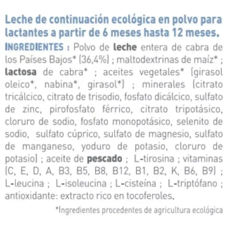 Babybio Pack Caprea 2 Leche de Cabra Desde 6 Meses, 12 x 800 gr