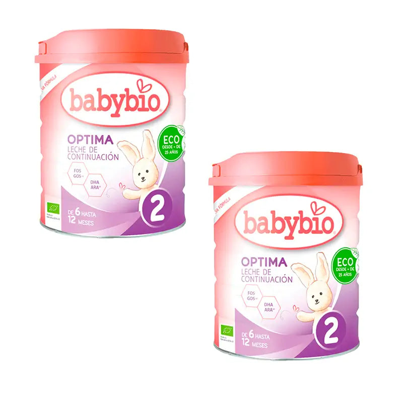 Babybio Pack Optima 2 Leche de Vaca +6 Meses, 2 x 800 gr