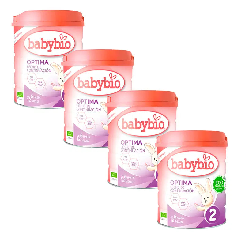 Babybio Pack Optima 2 Leche de Vaca +6 Meses, 4 x 800 gr