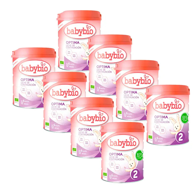 Babybio Pack Optima 2 Leche de Vaca +6 Meses, 8 x 800 gr