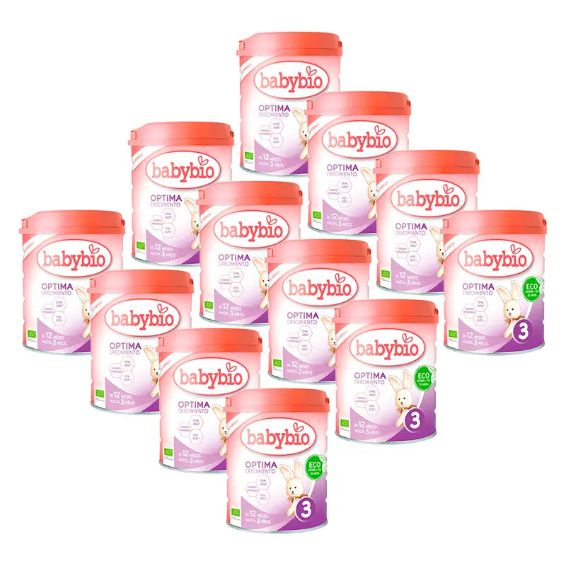 Babybio Pack Optima 3 Leche de Vaca 12-36 Meses, 12 x 800 gr