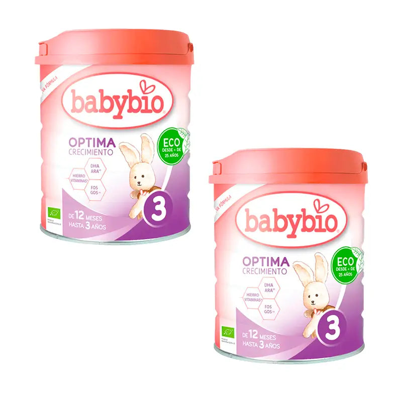 Babybio Pack Optima 3 Leche de Vaca 12-36 Meses, 2 x 800 gr