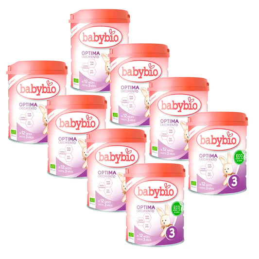 Babybio Pack Optima 3 Leche de Vaca 12-36 Meses, 8 x 800 gr