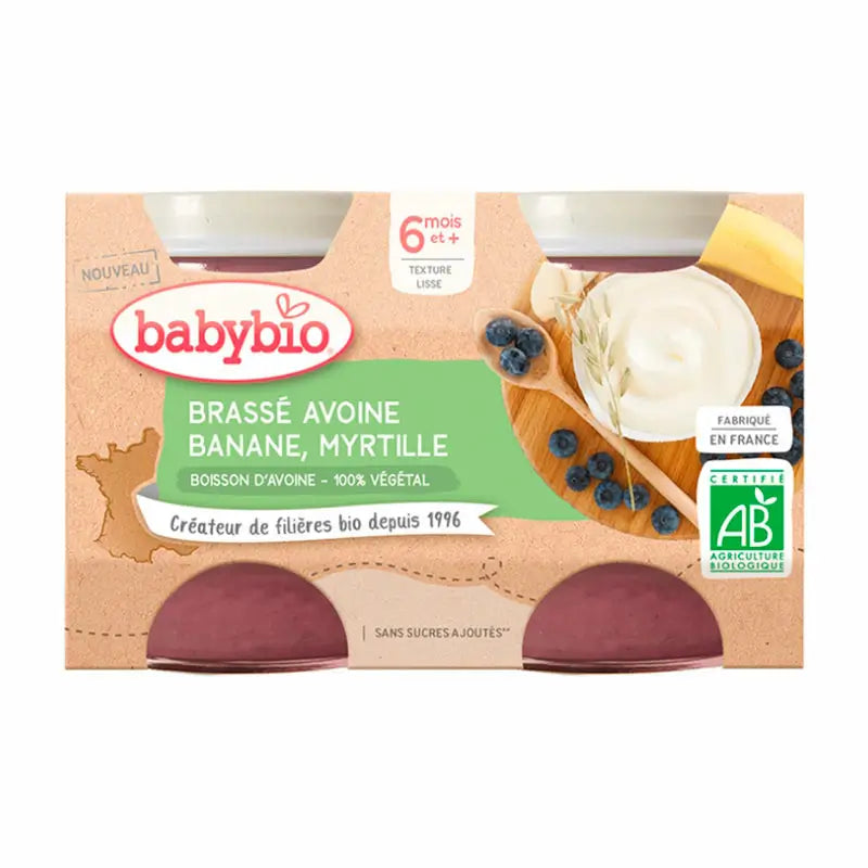 Babybio Yogur Avena Platano Arandanos - 2x130g