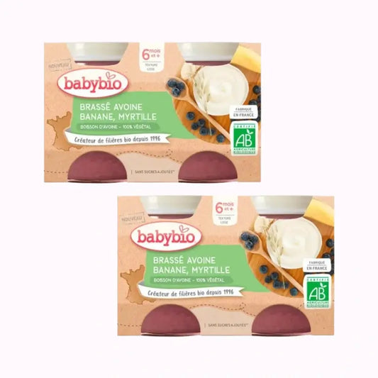 Babybio Yogur Avena Platano Arandanos, Pack 2 x 2x130g