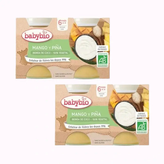 Babybio Yogur Coco Mango Piña, Pack 2 x 2X130 gr