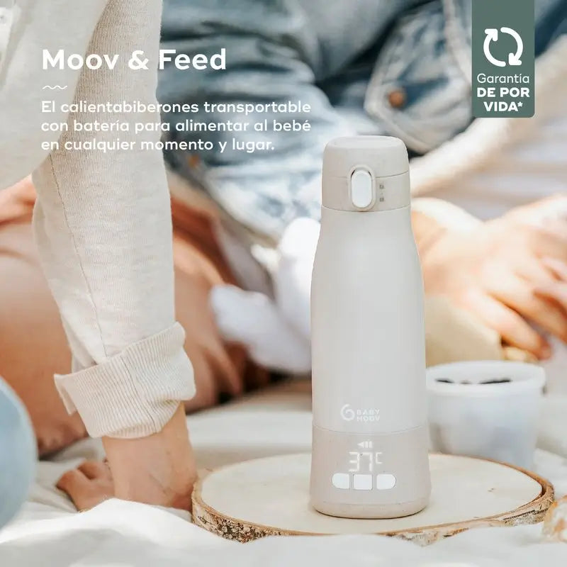 Babymoov Calientabiberones Transportable Con Batería Moov & Feed Mineral Beige