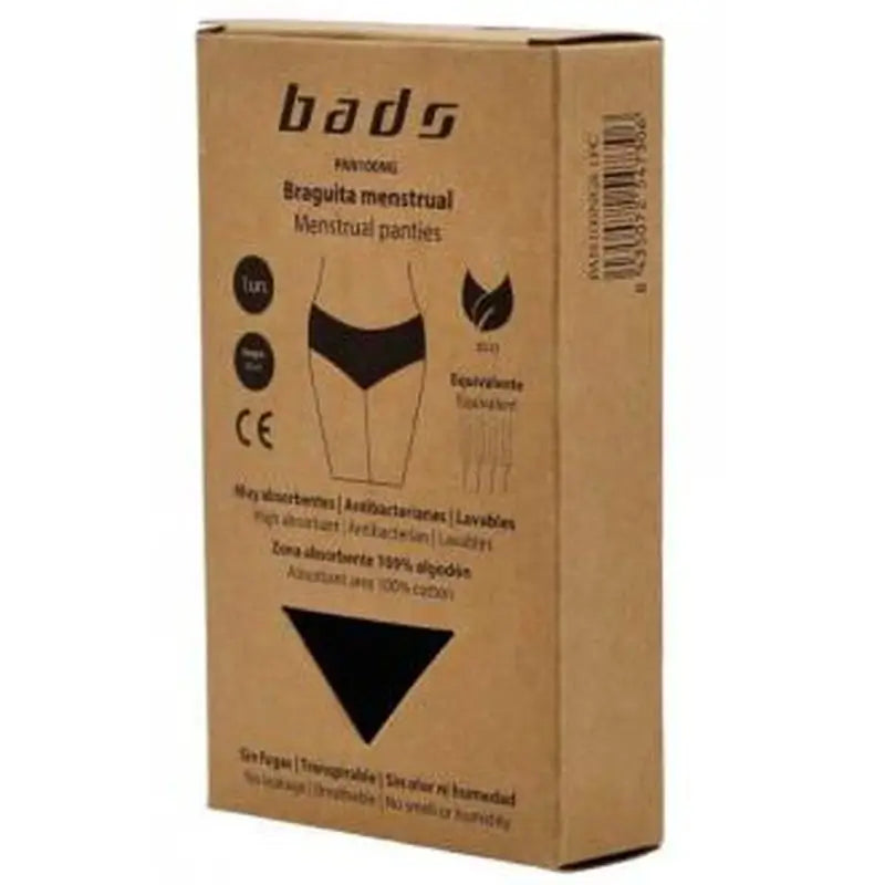 Bads Braguita Menstrual Negra Con Costura Talla M.