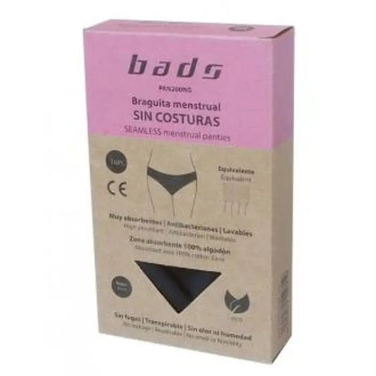 Bads Braguita Menstrual Negra Sin Costura Talla 2Xl.