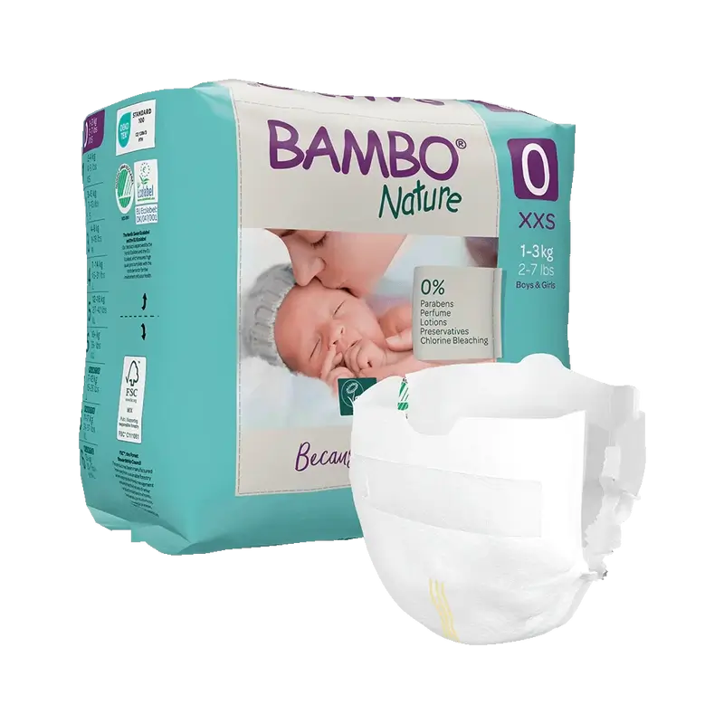 Bambo Nature Pañales Talla0 (1-3Kg), 24 unidades