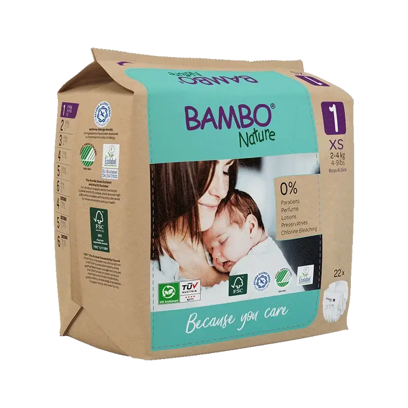 Bambo Nature Pañales Talla1 (2-4G), 22 unidades