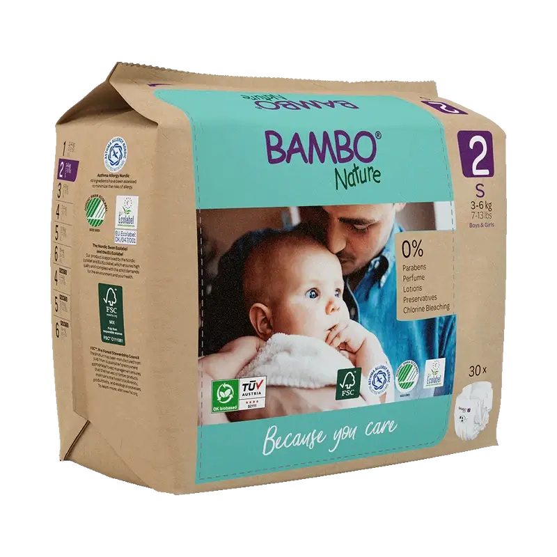 Bambo Nature Pañales Talla2 (3-6Kg), 30 unidades