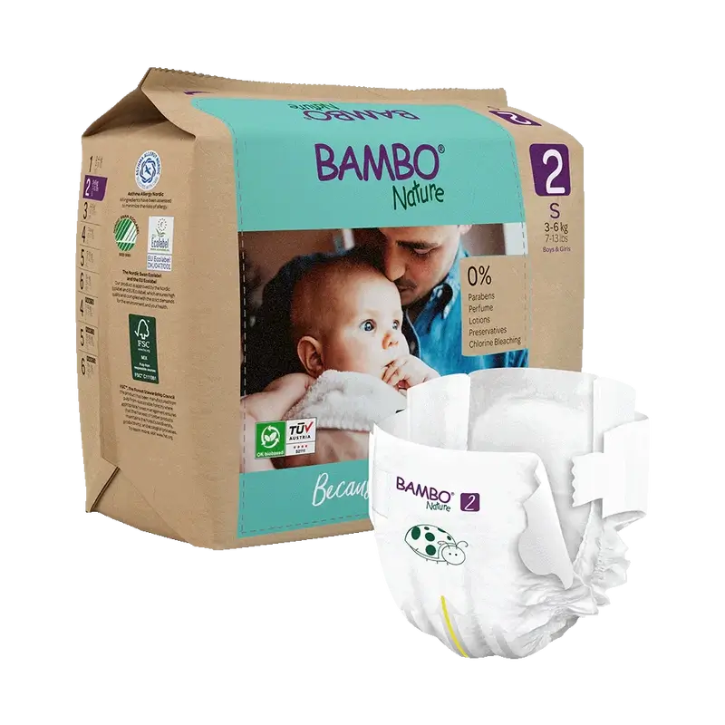 Bambo Nature Pañales Talla2 (3-6Kg), 30 unidades