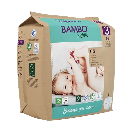 Bambo Nature Pañales Talla3(4-8Kg), 28 unidades