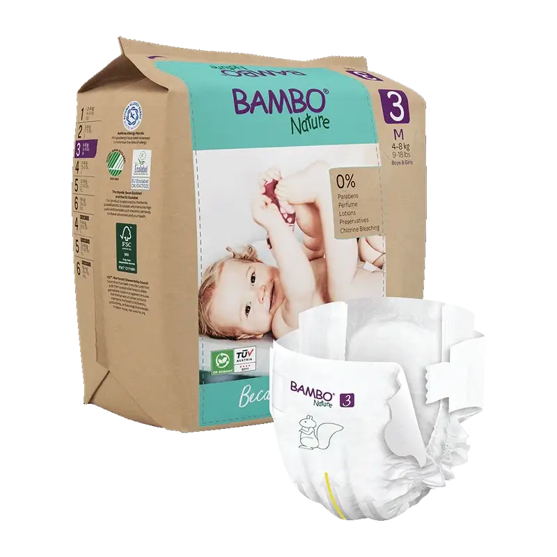 Bambo Nature Pañales Talla3(4-8Kg), 28 unidades