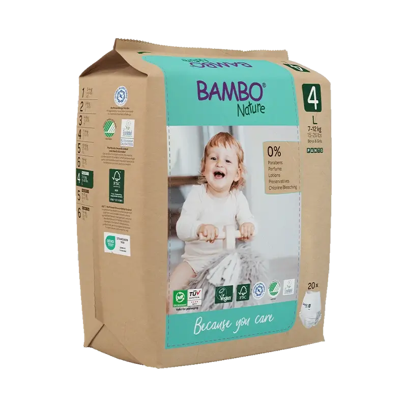 Bambo Nature Pants Pañales Talla 4 (7-14Kg), 20 unidades