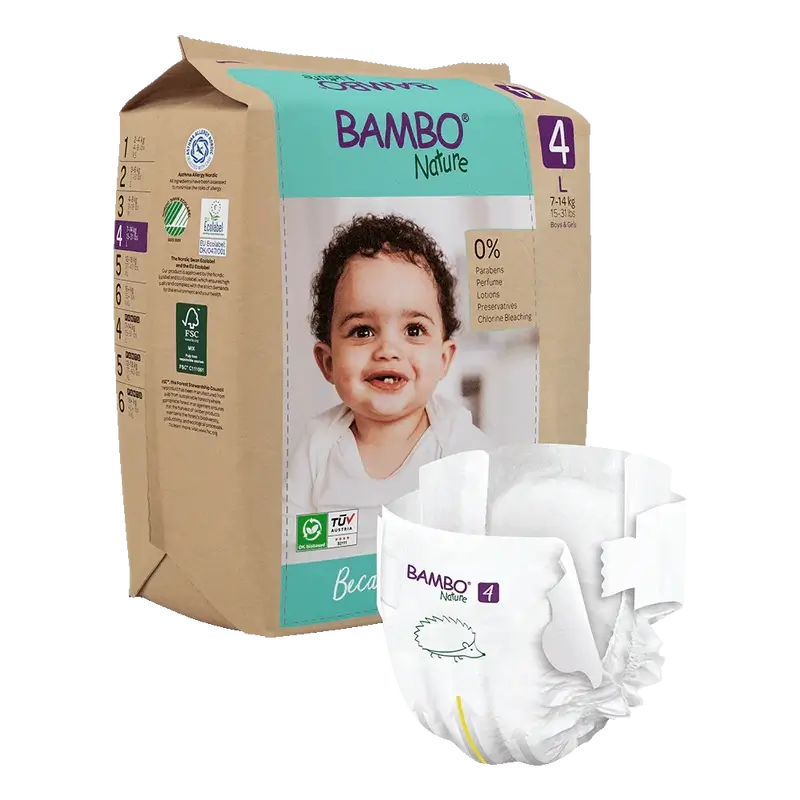 Bambo Nature Pañales Talla4(7-14Kg), 24 unidades