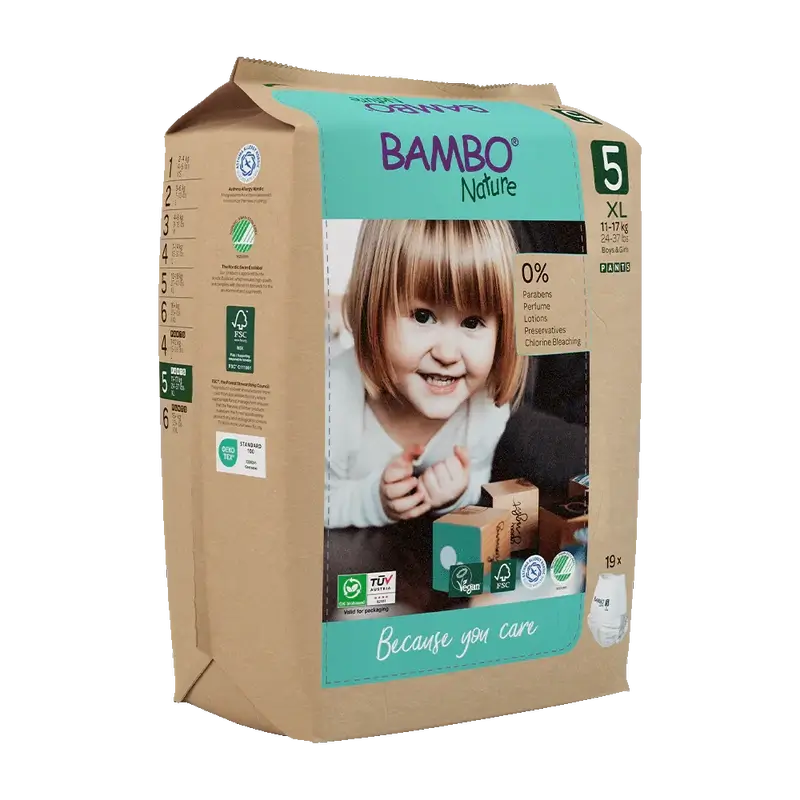 Bambo Nature Pants Pañales Talla 5 (12-18Kg), 19 unidades