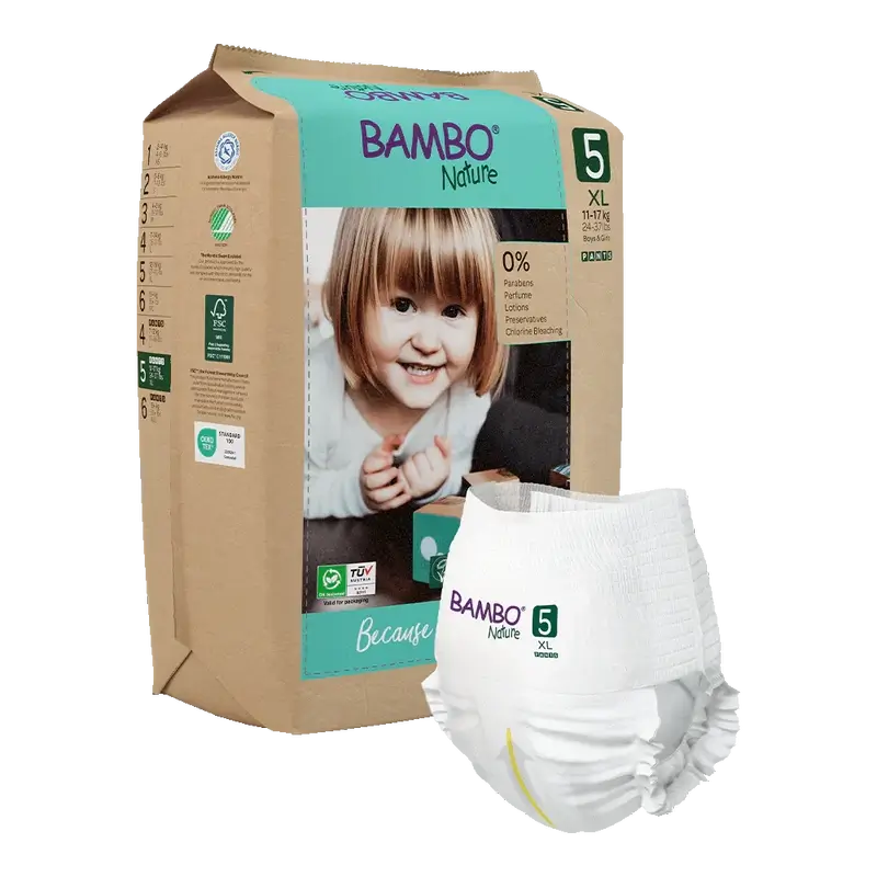 Bambo Nature Pants Pañales Talla 5 (12-18Kg), 19 unidades