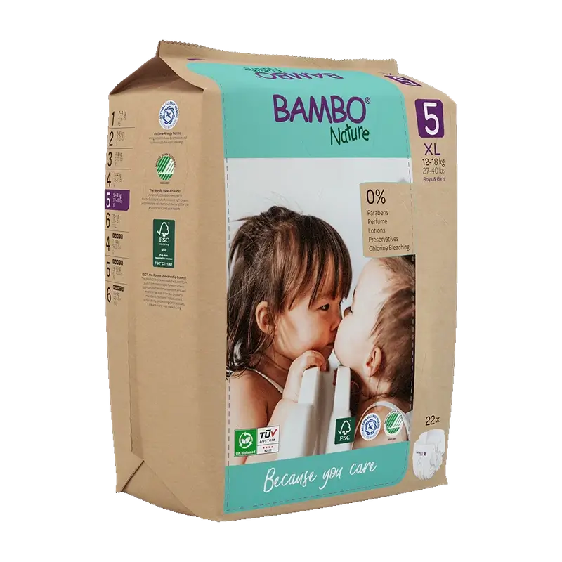 Bambo Nature Pañales Talla5(12-18Kg), 22 unidades