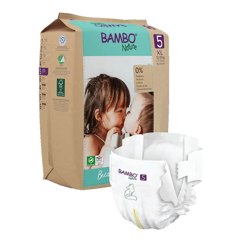 Bambo Nature Pañales Talla5(12-18Kg), 22 unidades