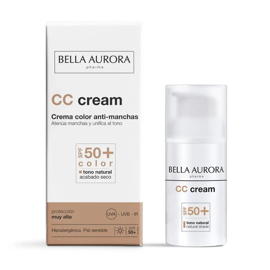 Bella Aurora CC Protect Solar con Color Antimanchas SPF 50+, 30 ml