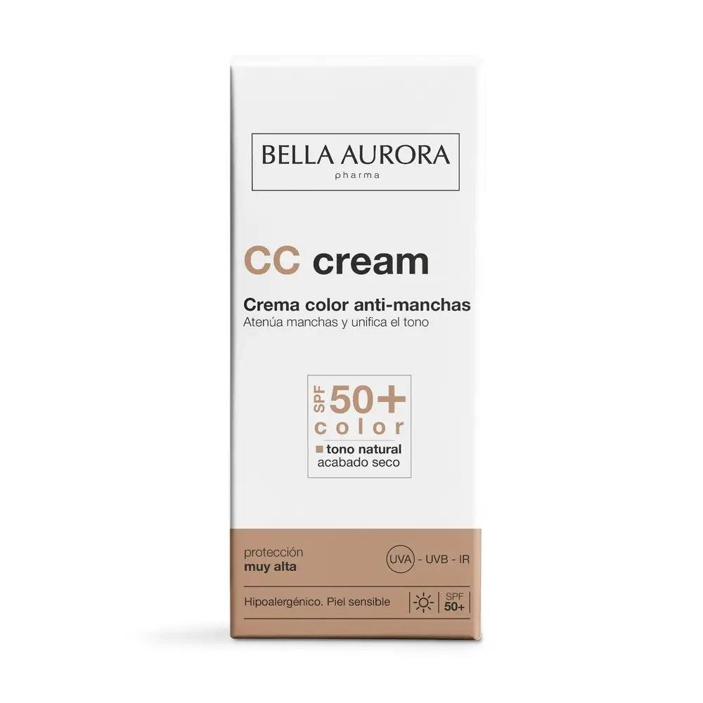 Bella Aurora CC Protect Solar con Color Antimanchas SPF 50+, 30 ml