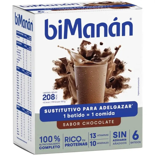 biManán Beslim Batido Sabor Chocolate 6 sobres