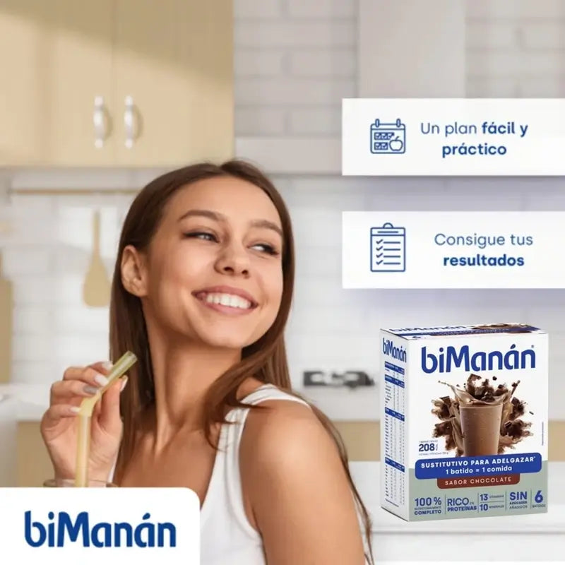 biManán Beslim Batido Sabor Chocolate 6 sobres