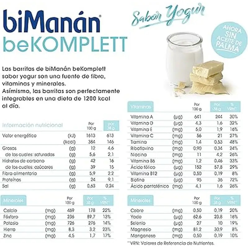 biManán Bekomplett Chocolate con Leche Sabor Yogur 6 unidades