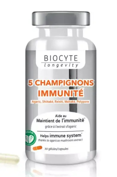 Biocyte 5 Champignons Immunite , 30 capsulas