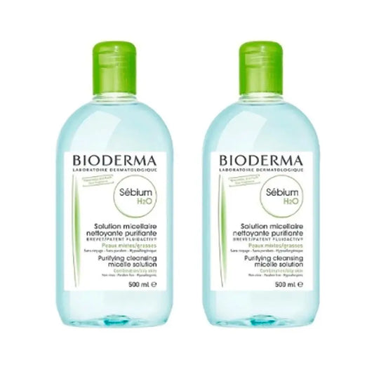 BIODERMA Duplo Sebium H2O Agua Micelar, 2x500 ml