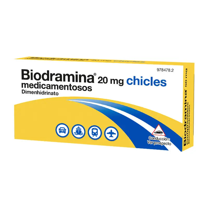 Biodramina 20 mg 12 Chicles Medicamentosos