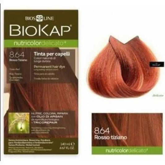 Biokap Tinte Delicato Rojo Tiziano 8.64 140Ml.