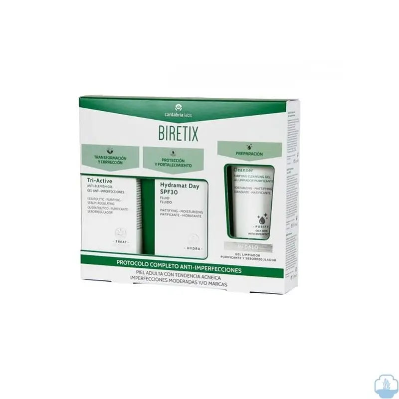 Biretix Pack  Triactive Gel +  Hydramat Spf30 + Regalo Minitalla Cleanser