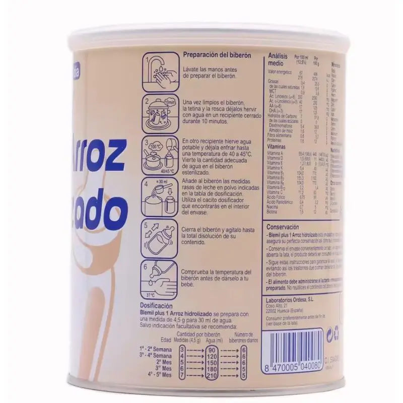 Blemil Plus 1 Arroz Hidrolizado Lata 400 gr