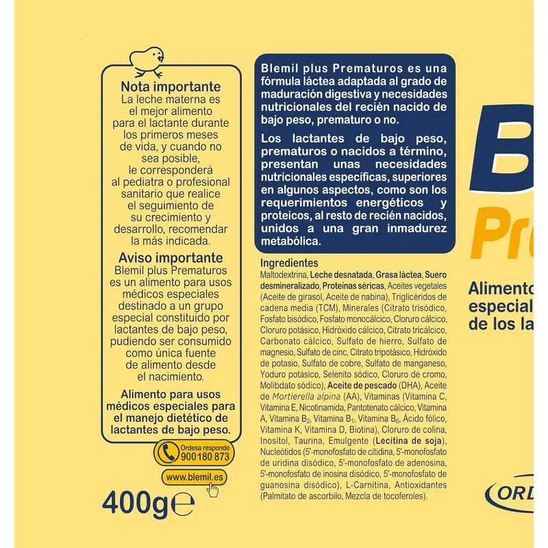 Blemil Plus Prematuros, 400 gr