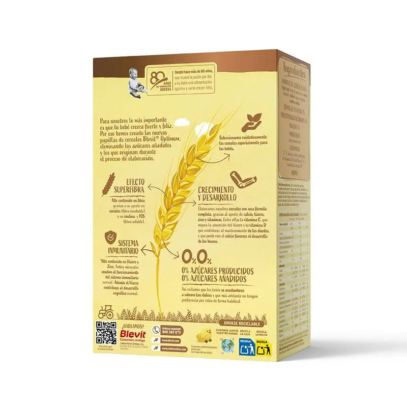 Blevit Alimentación Infantil Optimum 8 Cereales + Plátano, 250 grs