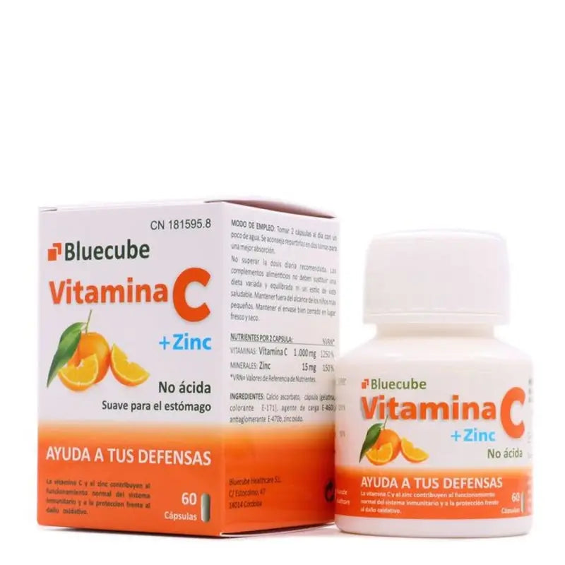 Bluecube Healthcare Vitamina C + Zinc, 60 cápsulas