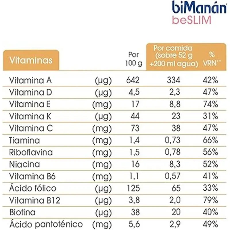 biManán Beslim Crema Sabor Yogurt con Cereales 6 sobres