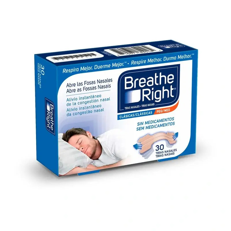 Breathe Right Tira Nasal Color Tamaño Pequeño-Medio 30 unidades