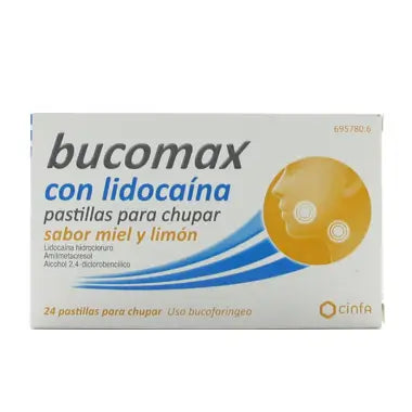 Bucomax Lidocaína Sabor Miel y Limón 24 Pastillas Para Chupar