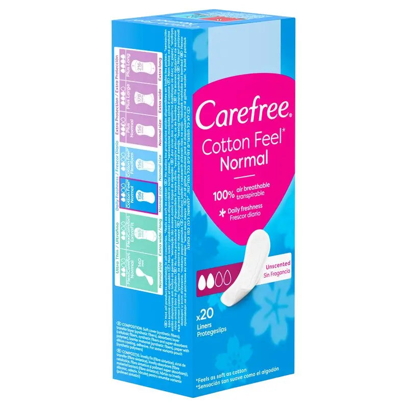 Carefree Cotton Feel Normal Sin Fragancia 20Uds