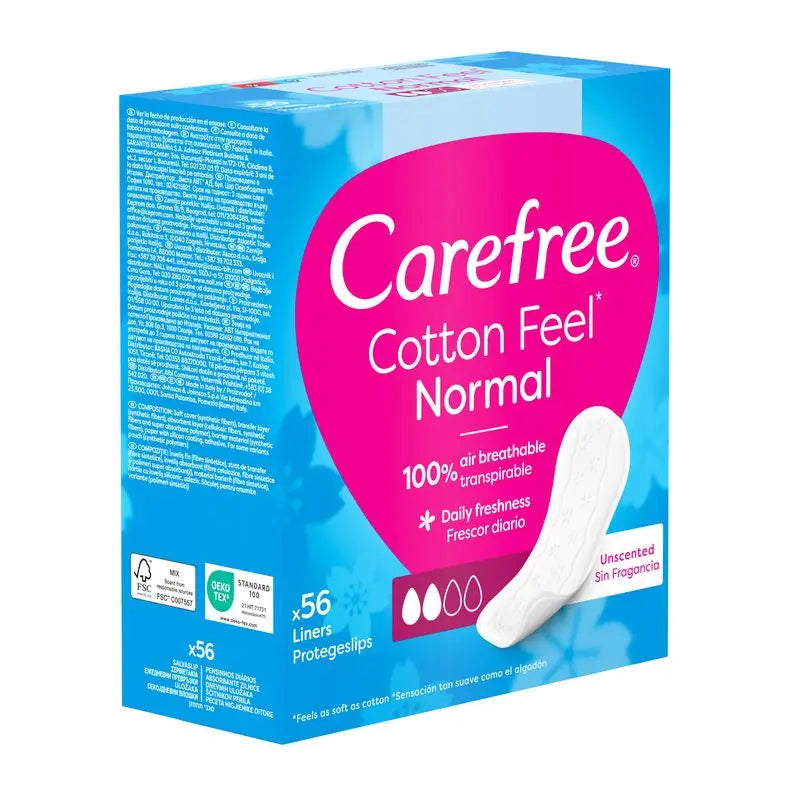 Carefree Cotton Feel Normal Sin Fragancia 56Uds