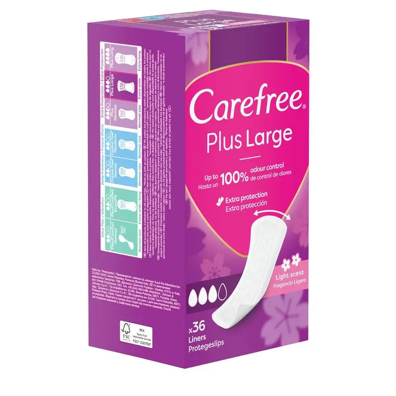 Carefree Plus Large Fragancia Ligera 36Uds