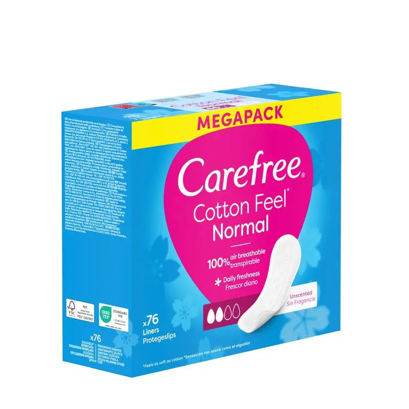 Carefree Salvaslip Cotton Sin Fragancia, Transpirables Con Algodón Sensación De Frescor Y Suavidad, 76 Unidades