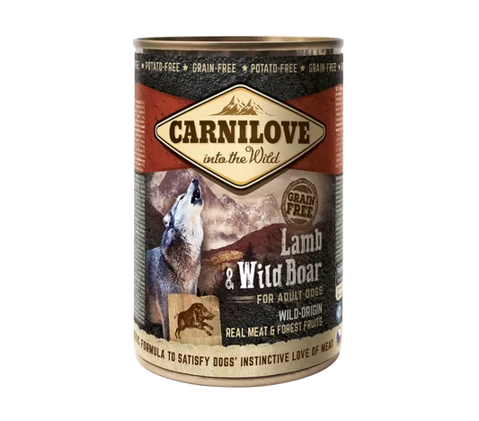 Carnilove Canine Adult Cordero Jabali Caja 6X400Gr comida húmeda para perros