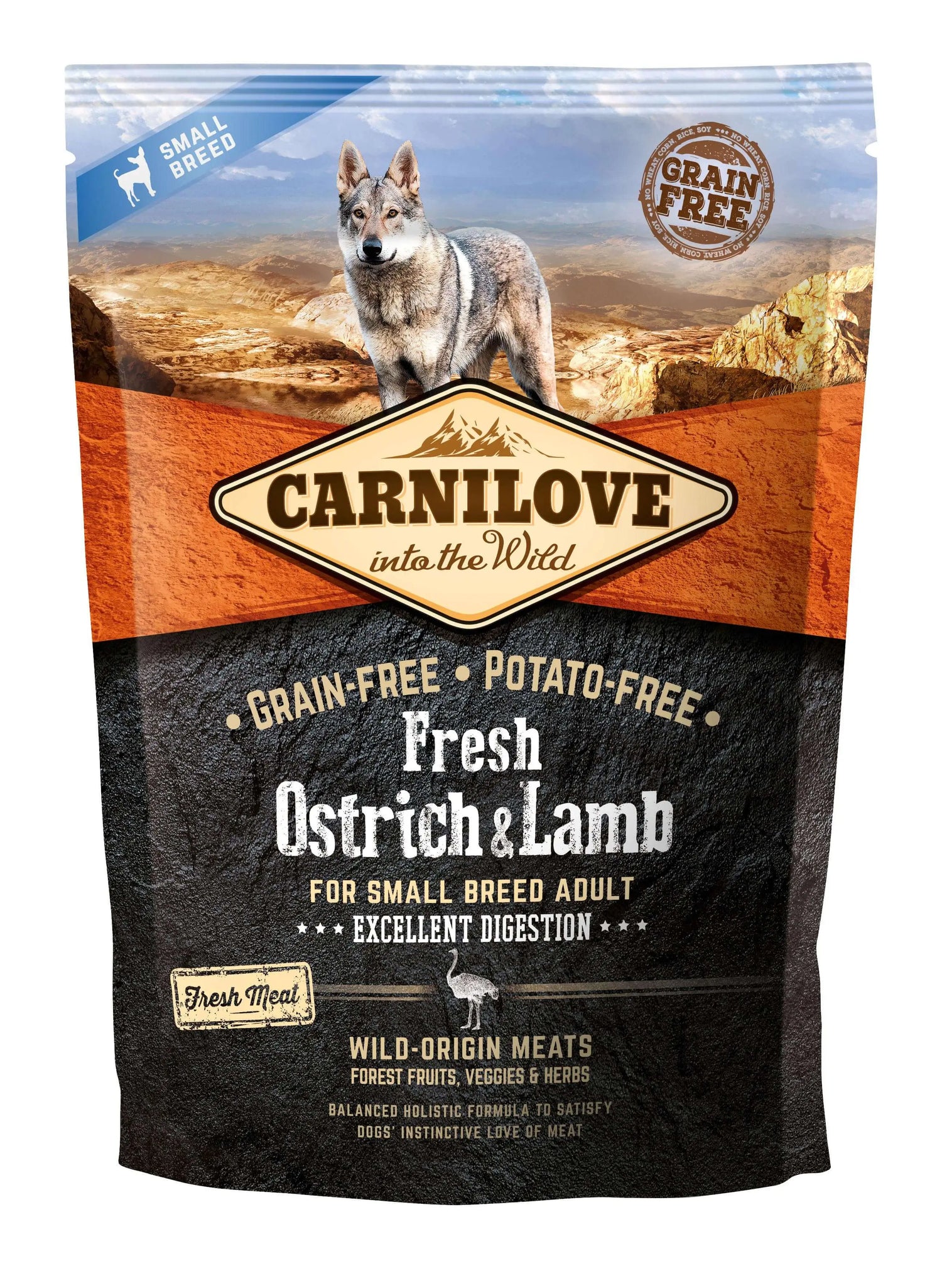 Carnilove Canine Adult Small Fresh Avestruz Cordero 1,5Kg pienso para perros