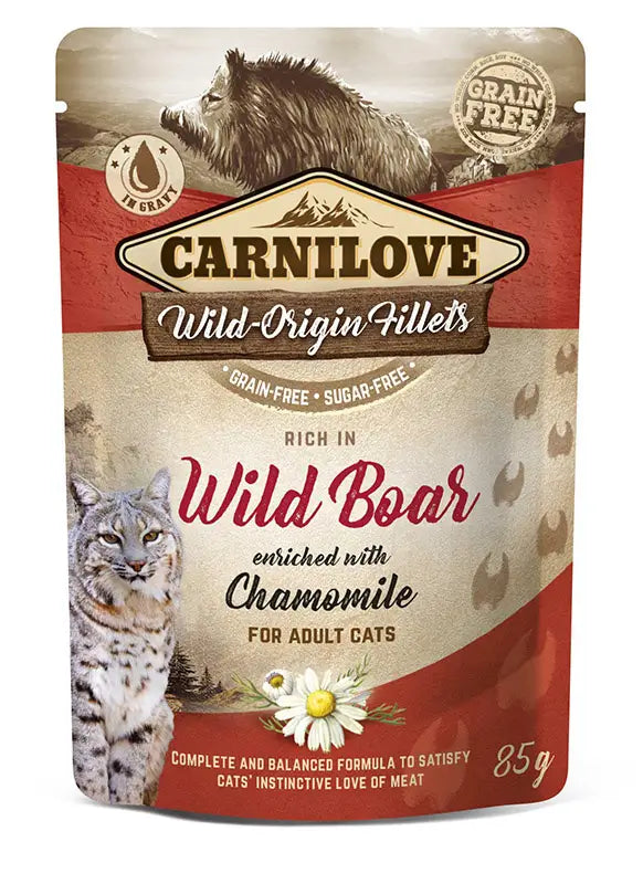 Carnilove Cat Pouch Jabali 24X85Gr, comida húmeda para gatos